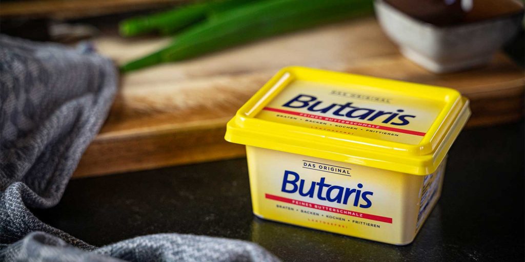Butaris Butterschmalz 250 g Packung auf Tisch